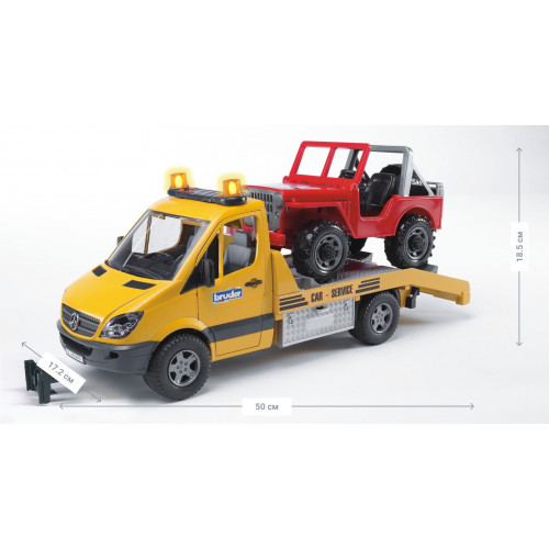 Эвакуатор BRUDER MB Sprinter (свет+звук) + джип М1:16 02535