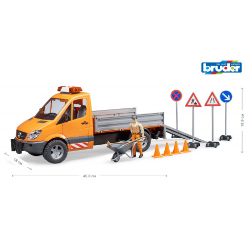 МВ Sprinter BRUDER дорожная служба + фигурка + аксессуары, М1:16 02537