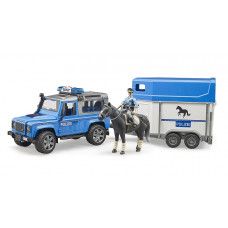Джип BRUDER Land Rover Defender с прицепом и фигурка полицейского с конем 02588