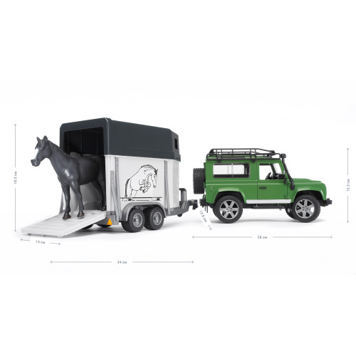 Джип BRUDER Land Rover Defender с прицепом и лошадкой, М1:16 02592